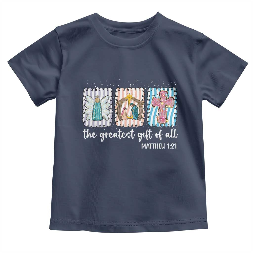 Christian Christmas Toddler T Shirt The Greatest Gift Of All Jesus Nativity Scene - Wonder Print Shop