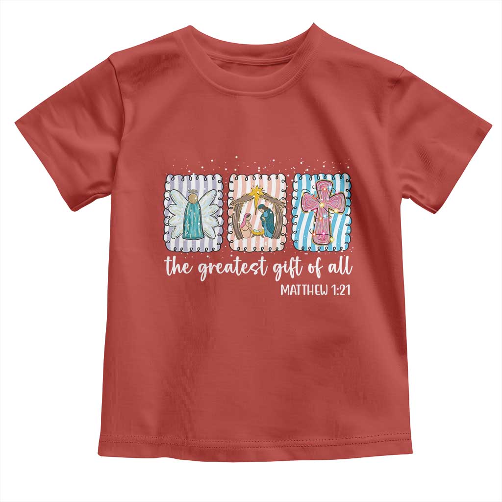 Christian Christmas Toddler T Shirt The Greatest Gift Of All Jesus Nativity Scene - Wonder Print Shop