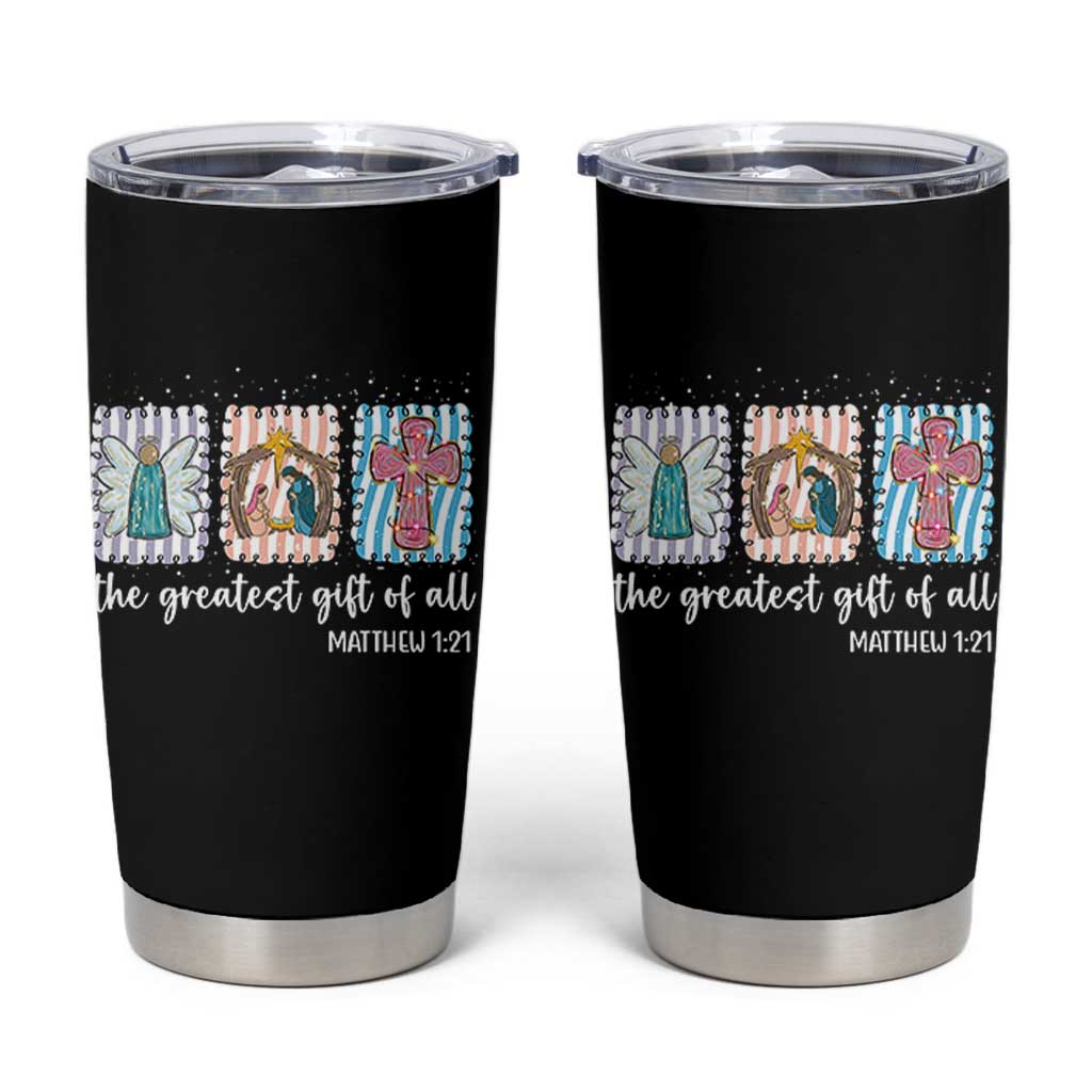 Christian Christmas Tumbler Cup The Greatest Gift Of All Jesus Nativity Scene - Wonder Print Shop
