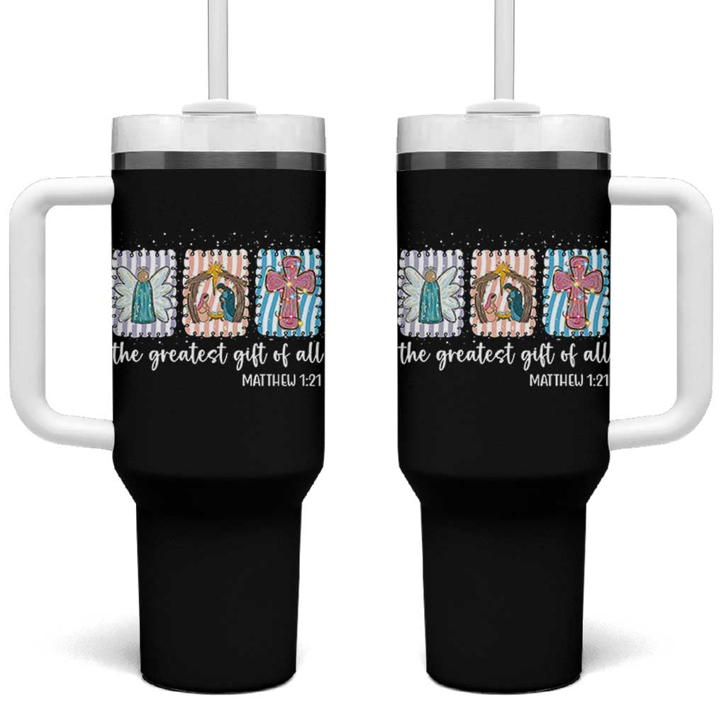 Christian Christmas Tumbler With Handle The Greatest Gift Of All Jesus Nativity Scene - Wonder Print Shop