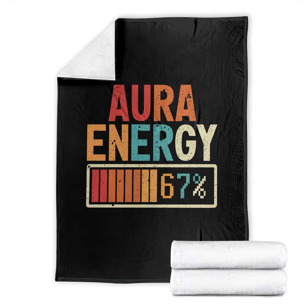 Funny Aura Energy At 67 Throw Blanket Six Seven Meme Gen Alpha Slang - Wonder Print Shop