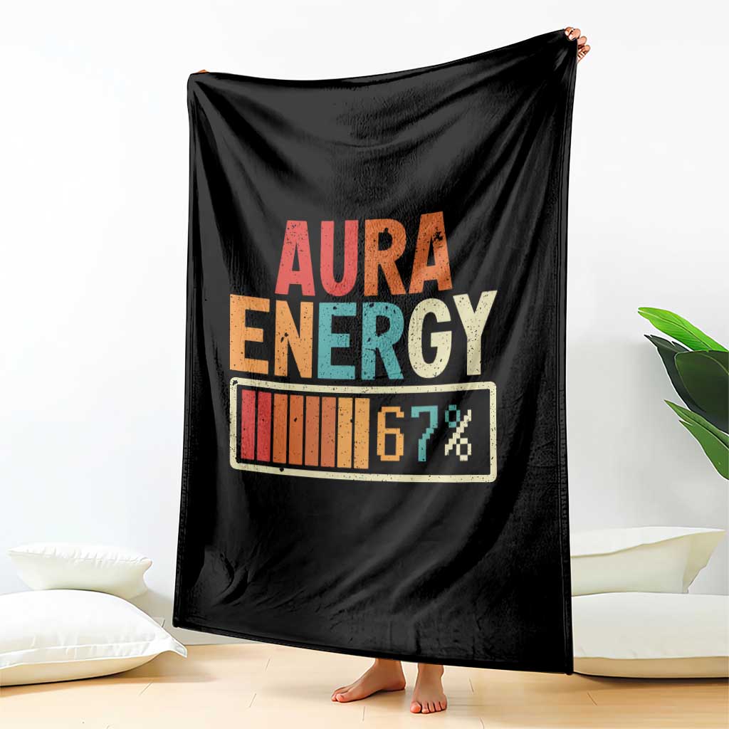 Funny Aura Energy At 67 Throw Blanket Six Seven Meme Gen Alpha Slang - Wonder Print Shop
