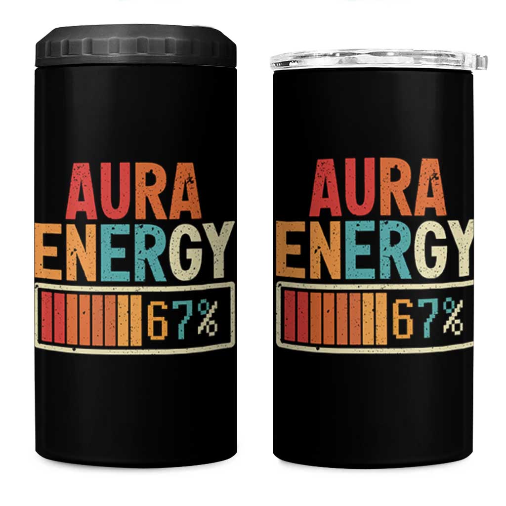 Funny Aura Energy At 67 4 in 1 Can Cooler Tumbler Six Seven Meme Gen Alpha Slang - Wonder Print Shop