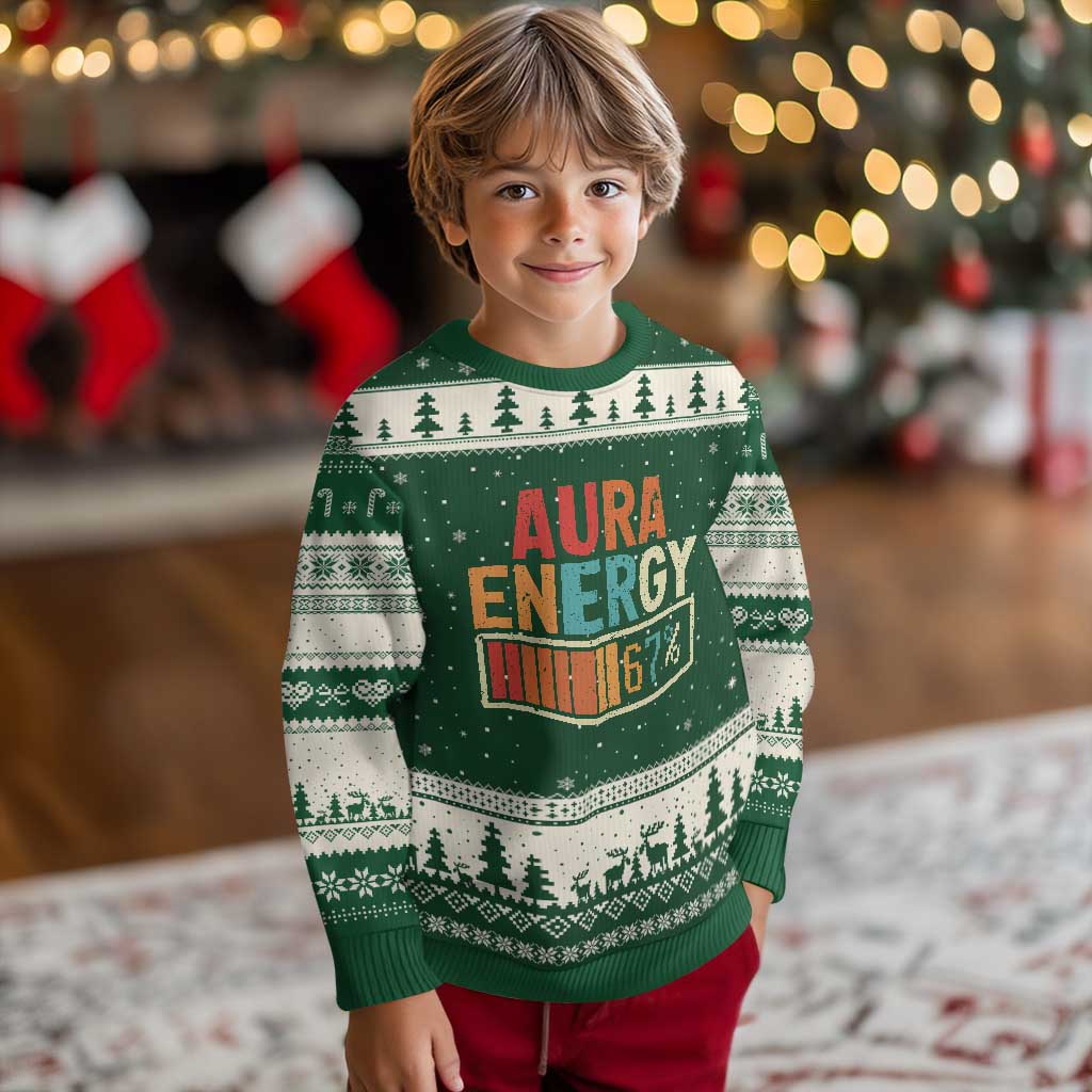 Funny Aura Energy At 67 Ugly Christmas Sweater Six Seven Meme Gen Alpha Slang - Wonder Print Shop