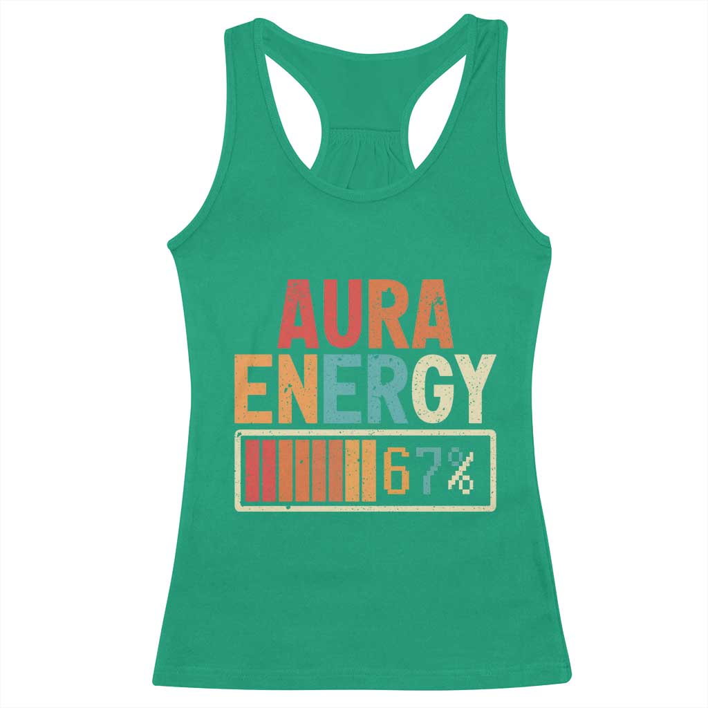Funny Aura Energy At 67 Racerback Tank Top Six Seven Meme Gen Alpha Slang - Wonder Print Shop