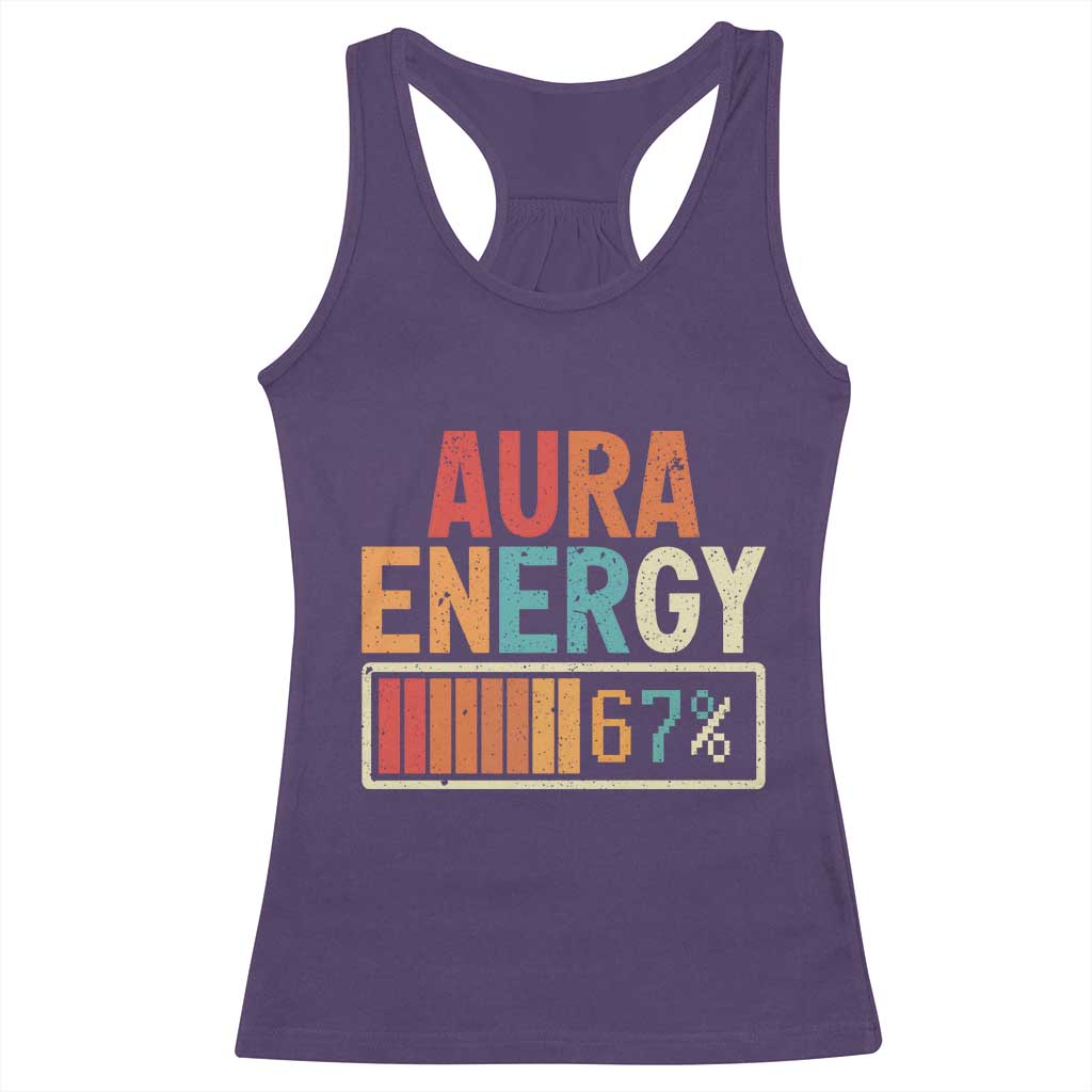 Funny Aura Energy At 67 Racerback Tank Top Six Seven Meme Gen Alpha Slang - Wonder Print Shop