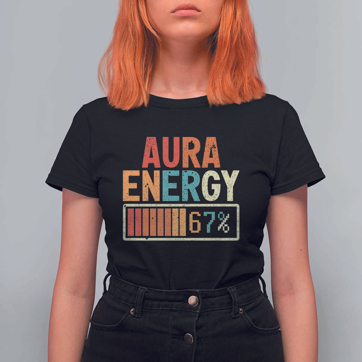 Funny Aura Energy At 67 T Shirt For Women Six Seven Meme Gen Alpha Slang - Wonder Print Shop