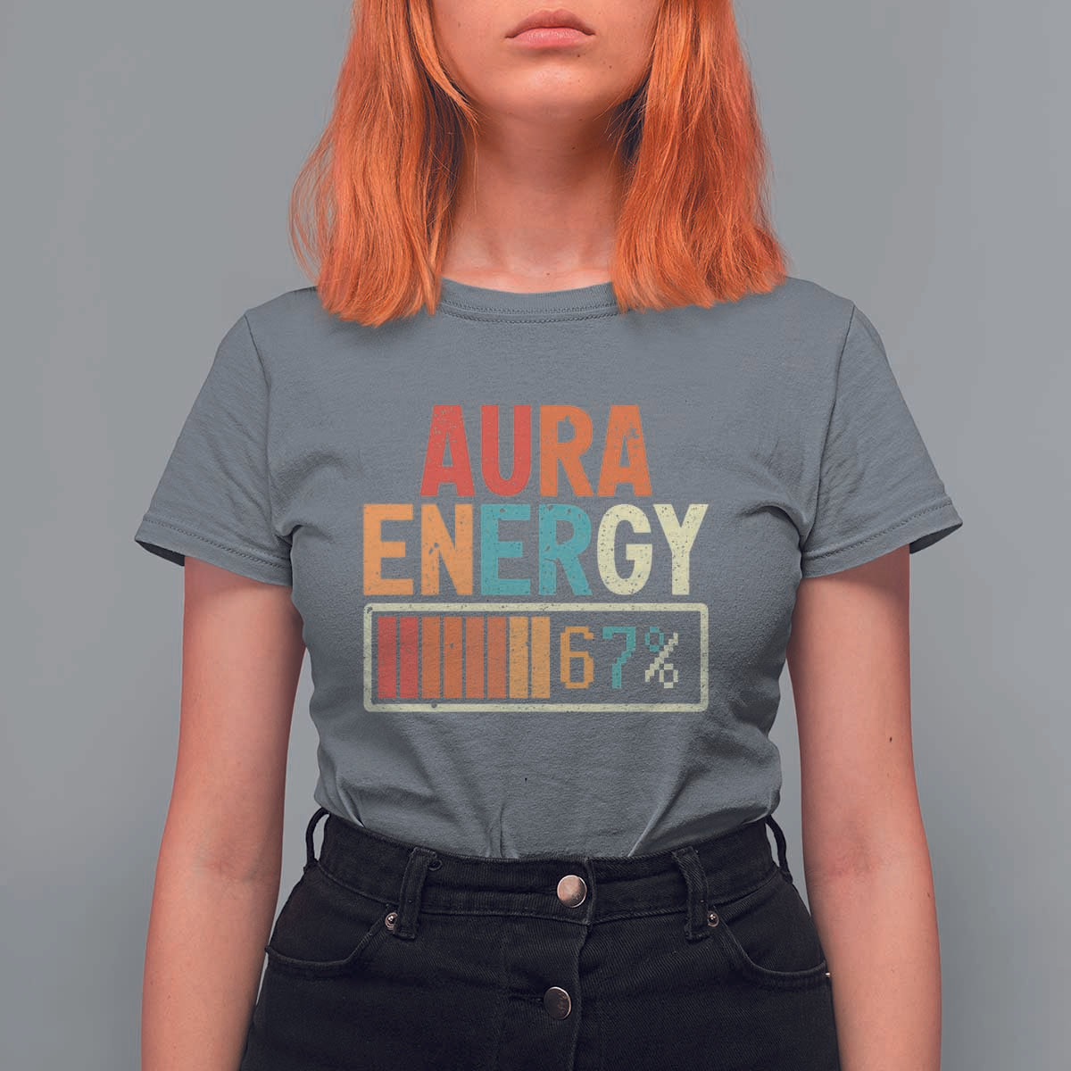 Funny Aura Energy At 67 T Shirt For Women Six Seven Meme Gen Alpha Slang - Wonder Print Shop