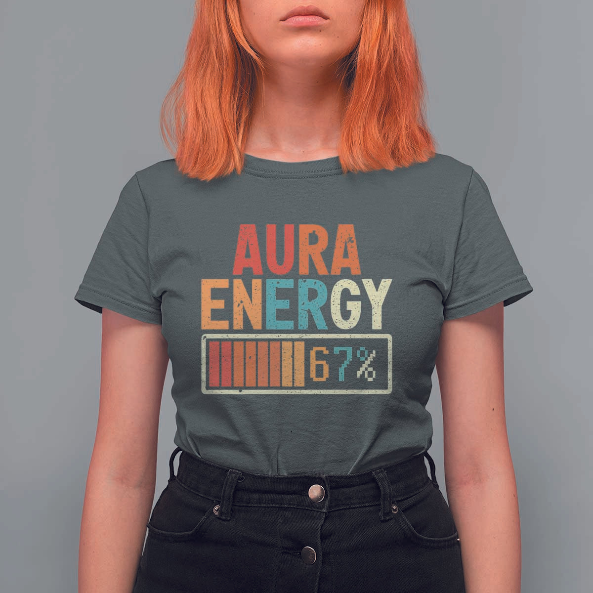 Funny Aura Energy At 67 T Shirt For Women Six Seven Meme Gen Alpha Slang - Wonder Print Shop