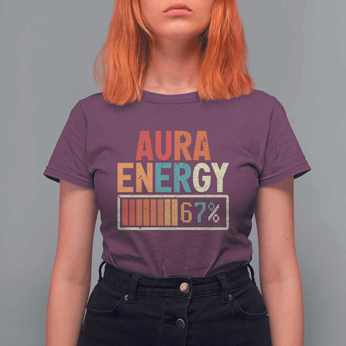 Funny Aura Energy At 67 T Shirt For Women Six Seven Meme Gen Alpha Slang - Wonder Print Shop