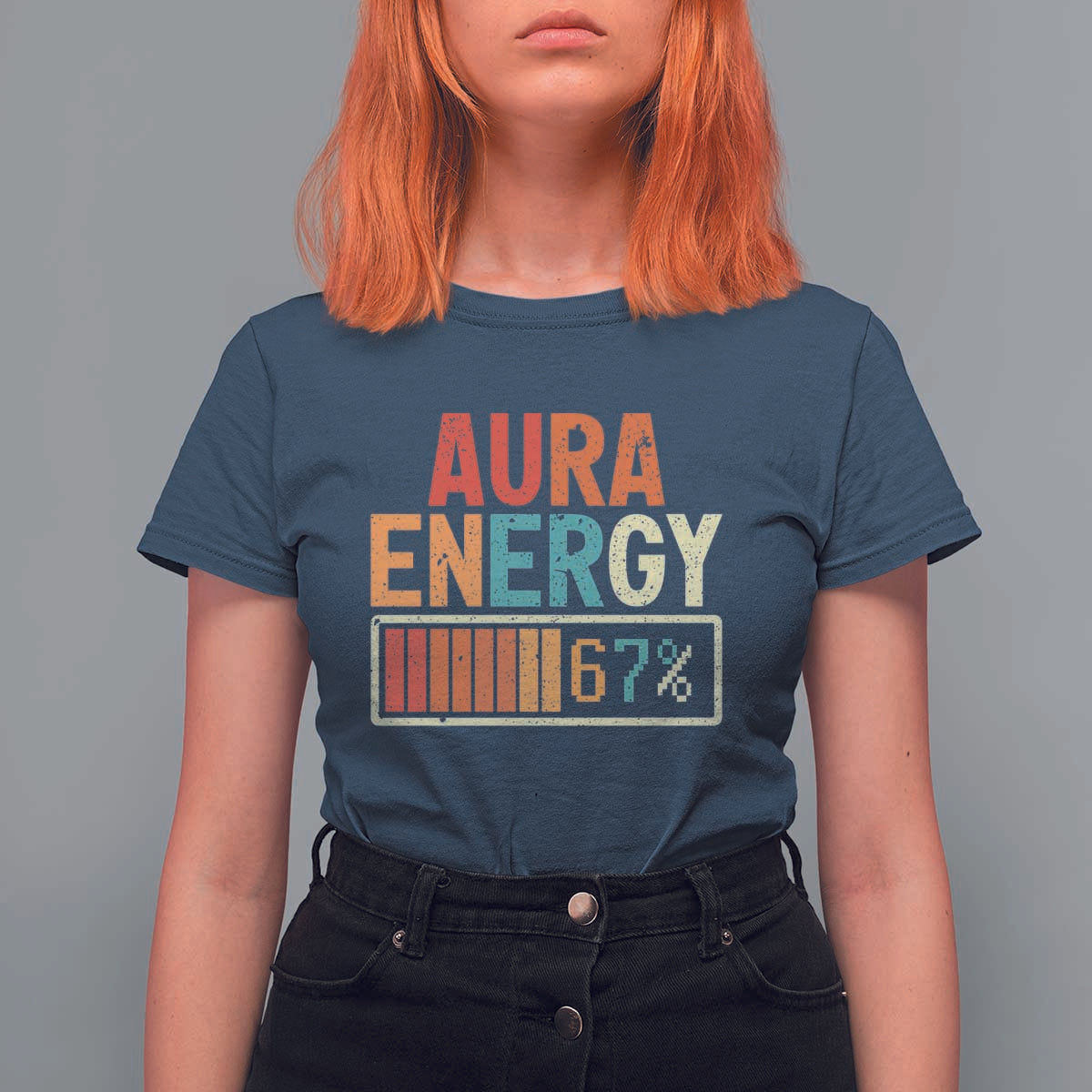 Funny Aura Energy At 67 T Shirt For Women Six Seven Meme Gen Alpha Slang - Wonder Print Shop