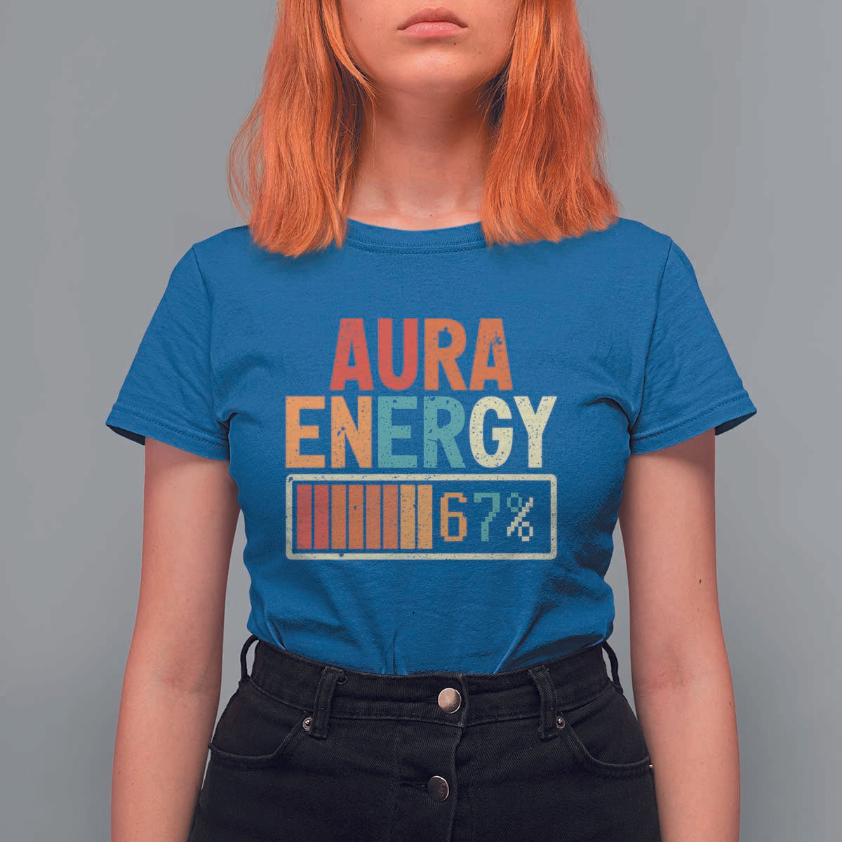 Funny Aura Energy At 67 T Shirt For Women Six Seven Meme Gen Alpha Slang - Wonder Print Shop
