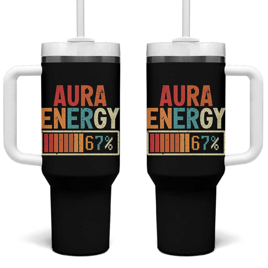 Funny Aura Energy At 67 Tumbler With Handle Six Seven Meme Gen Alpha Slang - Wonder Print Shop