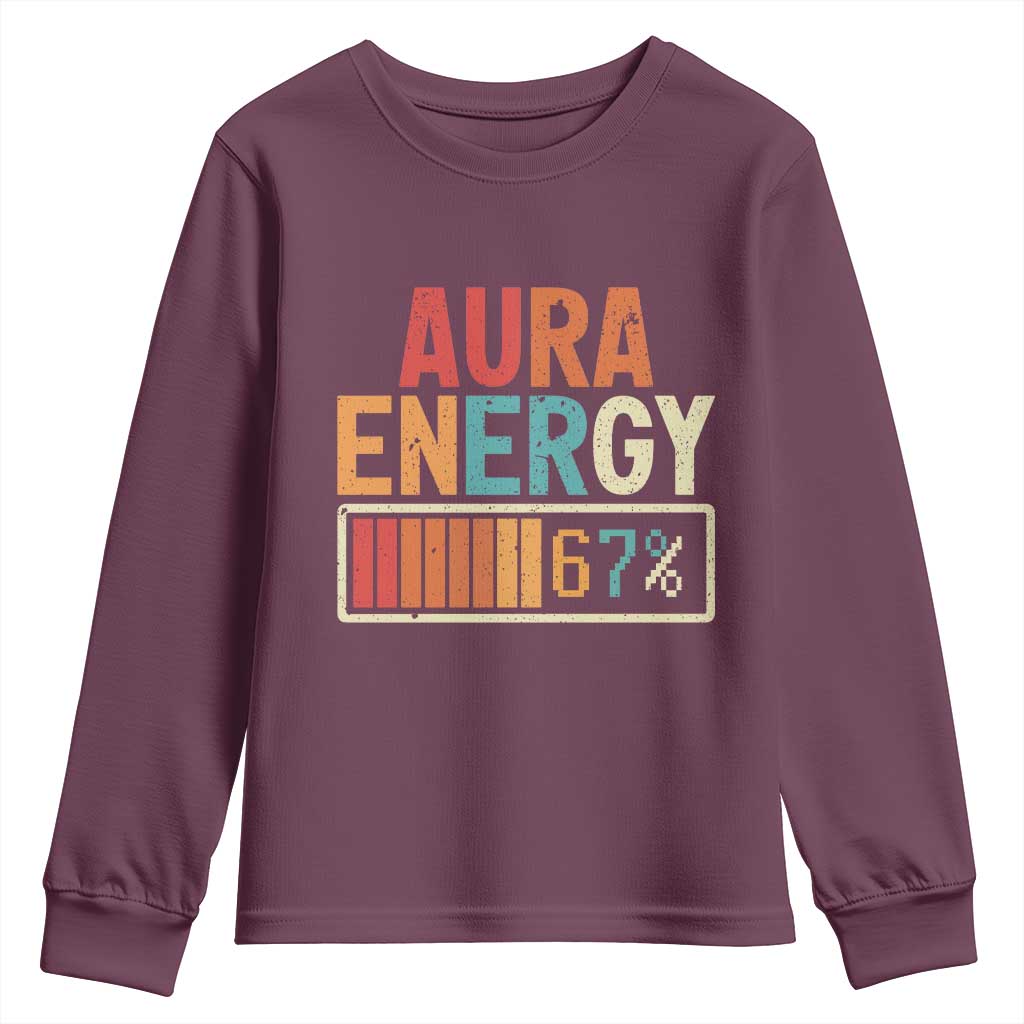 Funny Aura Energy At 67 Youth Sweatshirt Six Seven Meme Gen Alpha Slang - Wonder Print Shop