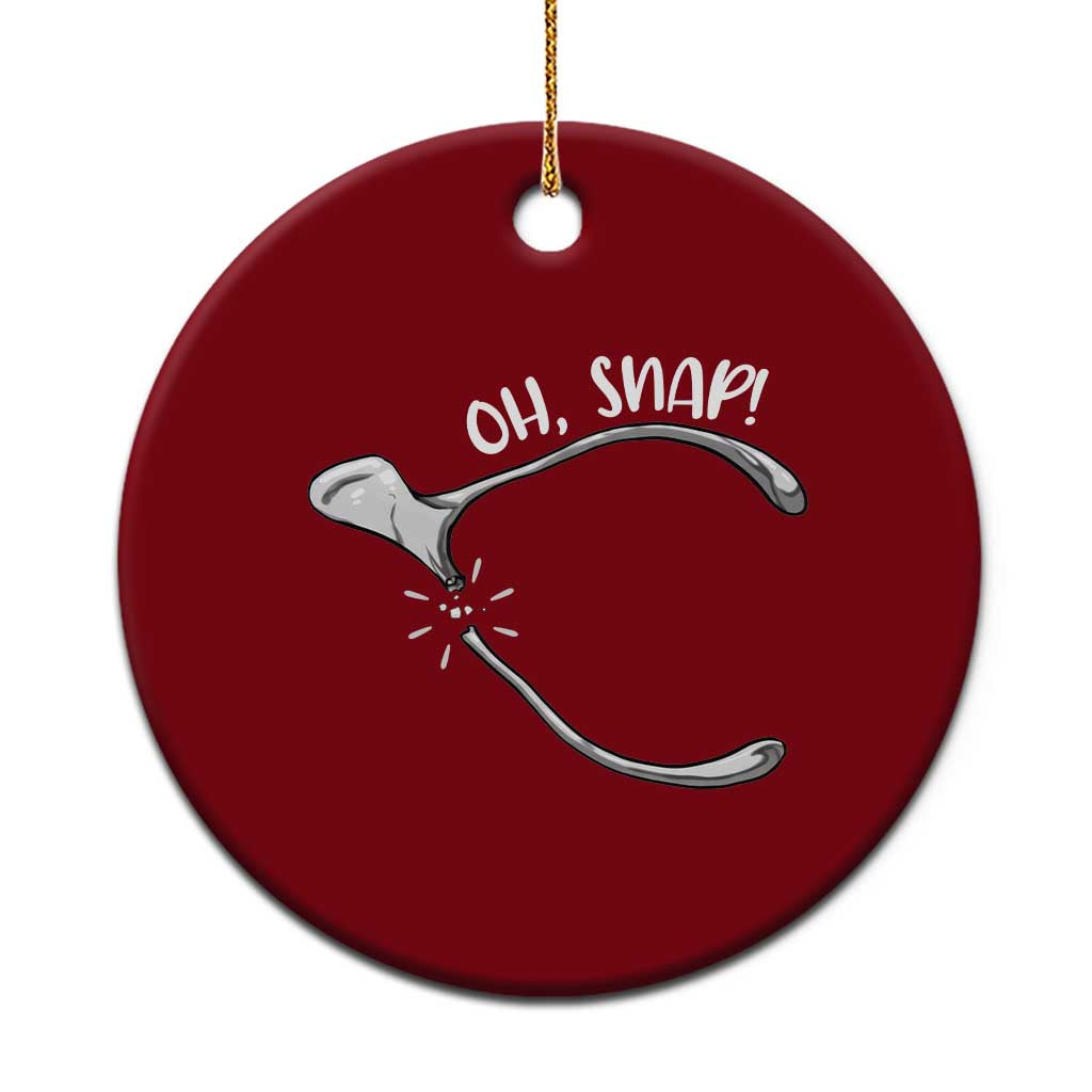 Funny Thanksgiving Oh Snap Ceramic Ornament Turkey Wishbone - Wonder Print Shop