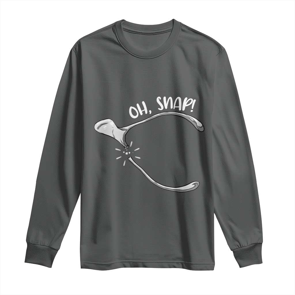 Funny Thanksgiving Oh Snap Long Sleeve Shirt Turkey Wishbone - Wonder Print Shop