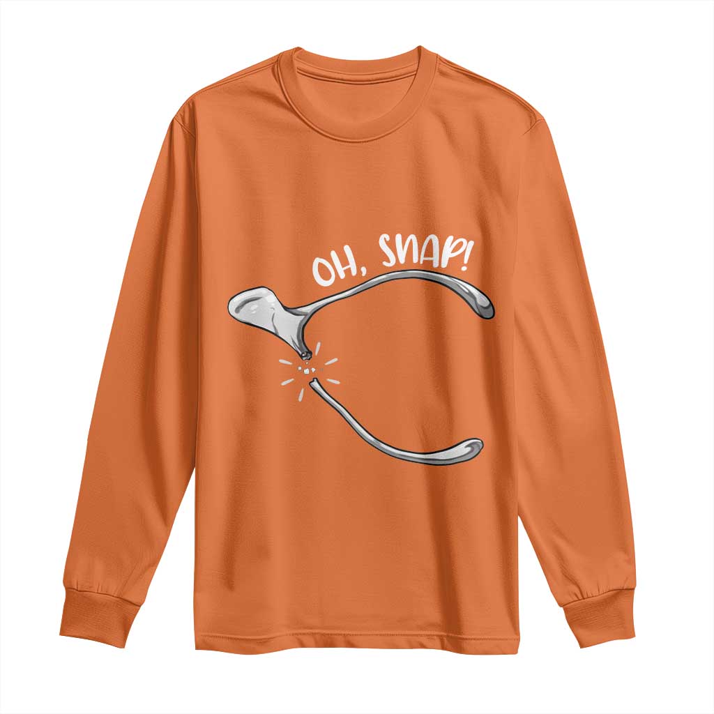 Funny Thanksgiving Oh Snap Long Sleeve Shirt Turkey Wishbone - Wonder Print Shop