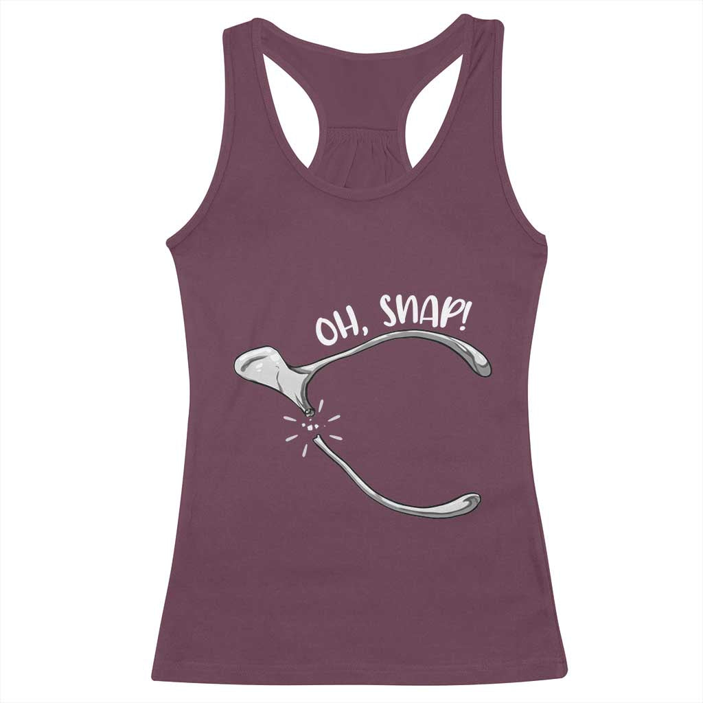 Funny Thanksgiving Oh Snap Racerback Tank Top Turkey Wishbone - Wonder Print Shop