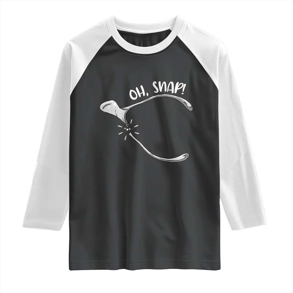 Funny Thanksgiving Oh Snap Raglan Shirt Turkey Wishbone - Wonder Print Shop