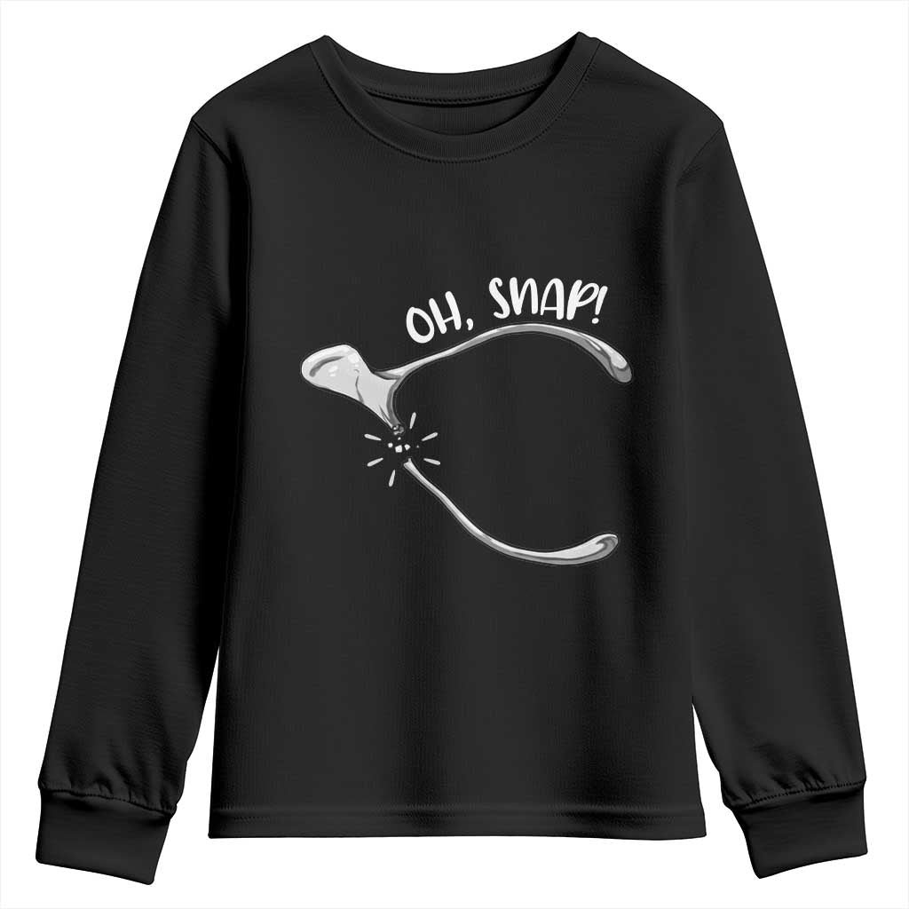 Funny Thanksgiving Oh Snap Youth Sweatshirt Turkey Wishbone - Wonder Print Shop