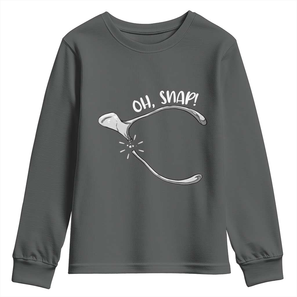 Funny Thanksgiving Oh Snap Youth Sweatshirt Turkey Wishbone - Wonder Print Shop