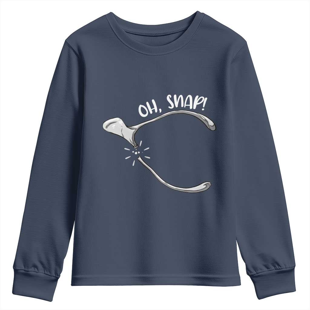 Funny Thanksgiving Oh Snap Youth Sweatshirt Turkey Wishbone - Wonder Print Shop