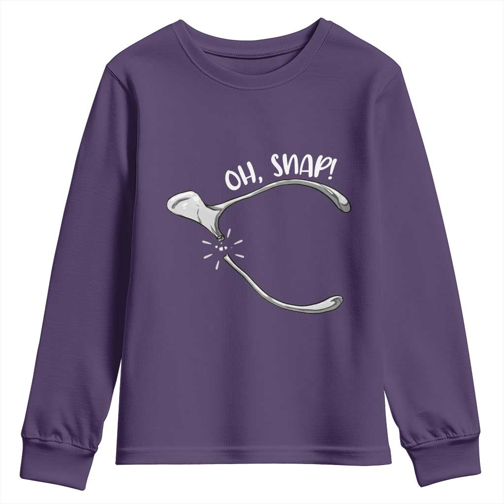 Funny Thanksgiving Oh Snap Youth Sweatshirt Turkey Wishbone - Wonder Print Shop