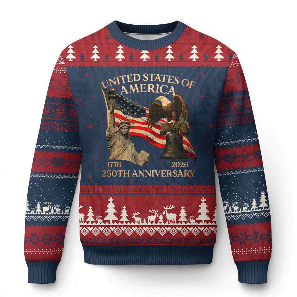 America's 250th Anniversary Ugly Christmas Sweater United States Of America 250th Independence Day Freedom - Wonder Print Shop