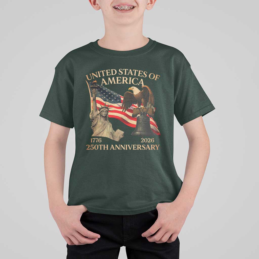 America's 250th Anniversary T Shirt For Kid United States Of America 250th Independence Day Freedom - Wonder Print Shop