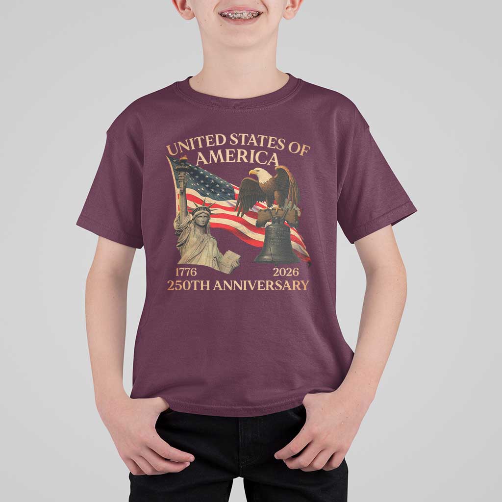 America's 250th Anniversary T Shirt For Kid United States Of America 250th Independence Day Freedom - Wonder Print Shop