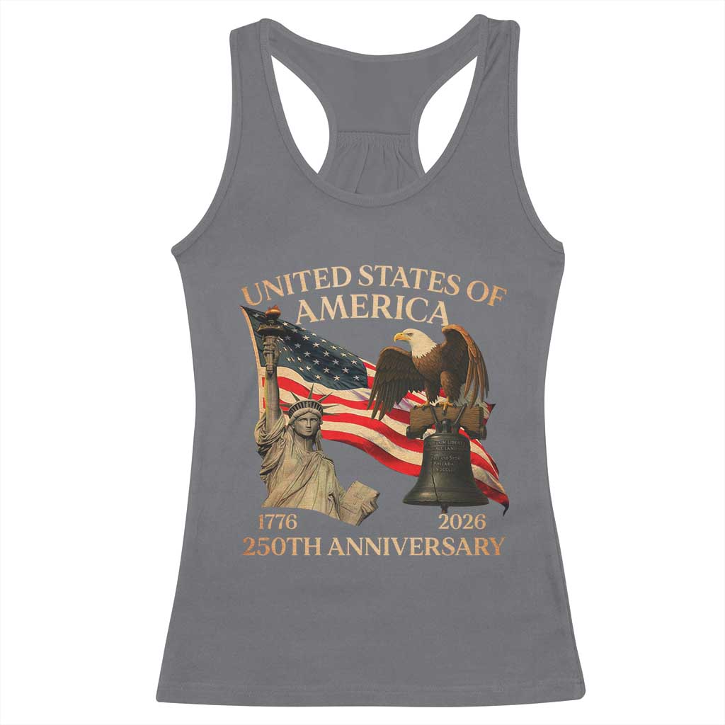 America's 250th Anniversary Racerback Tank Top United States Of America 250th Independence Day Freedom - Wonder Print Shop