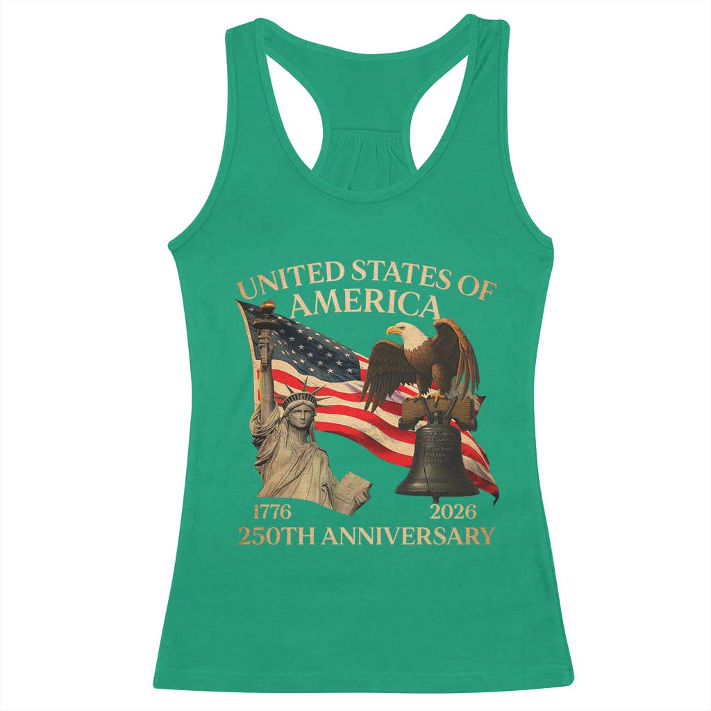 America's 250th Anniversary Racerback Tank Top United States Of America 250th Independence Day Freedom - Wonder Print Shop