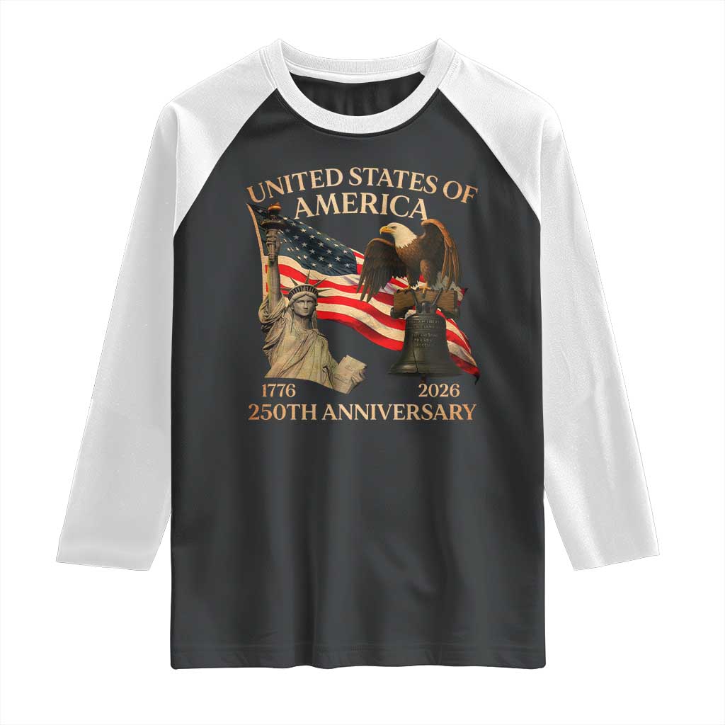 America's 250th Anniversary Raglan Shirt United States Of America 250th Independence Day Freedom - Wonder Print Shop