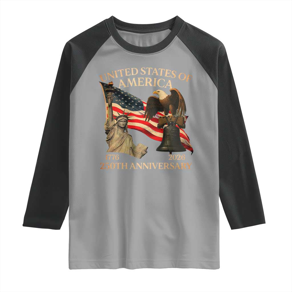 America's 250th Anniversary Raglan Shirt United States Of America 250th Independence Day Freedom - Wonder Print Shop