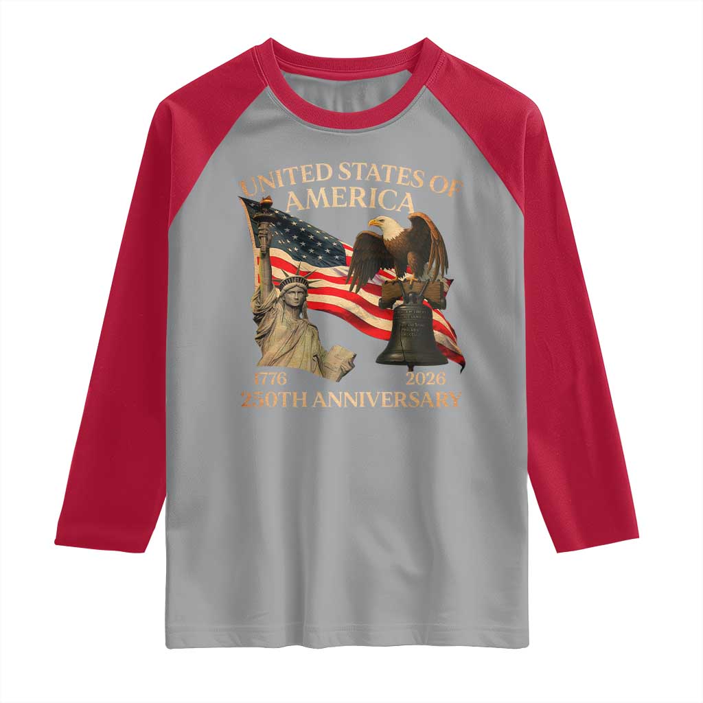 America's 250th Anniversary Raglan Shirt United States Of America 250th Independence Day Freedom - Wonder Print Shop