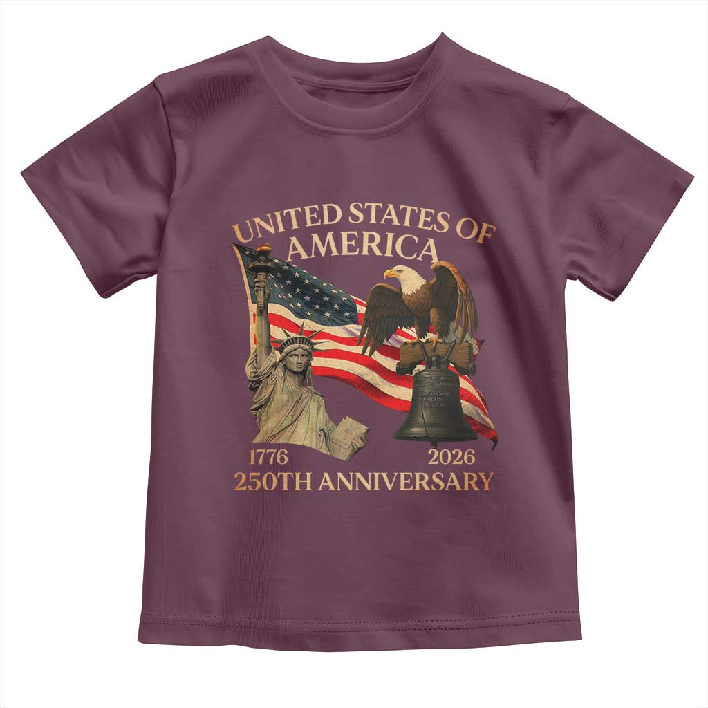 America's 250th Anniversary Toddler T Shirt United States Of America 250th Independence Day Freedom - Wonder Print Shop