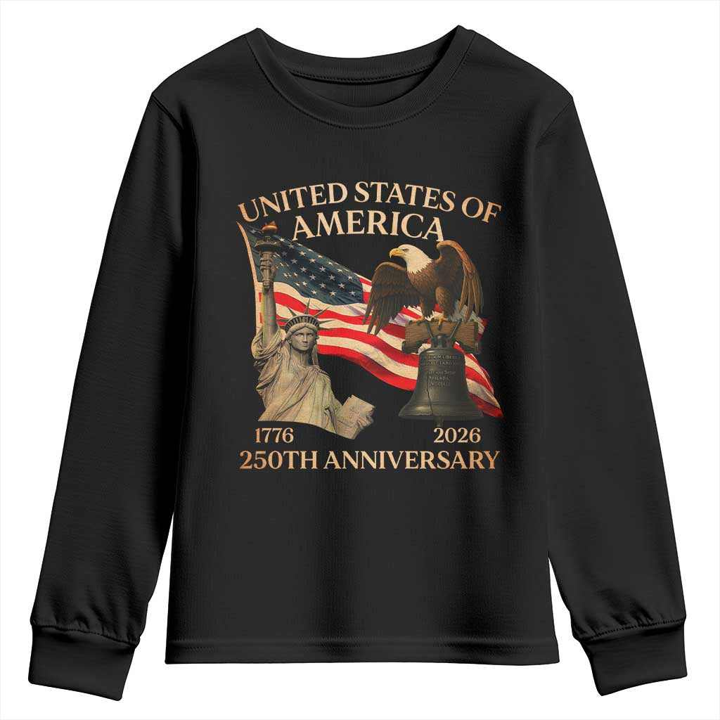 America's 250th Anniversary Youth Sweatshirt United States Of America 250th Independence Day Freedom - Wonder Print Shop