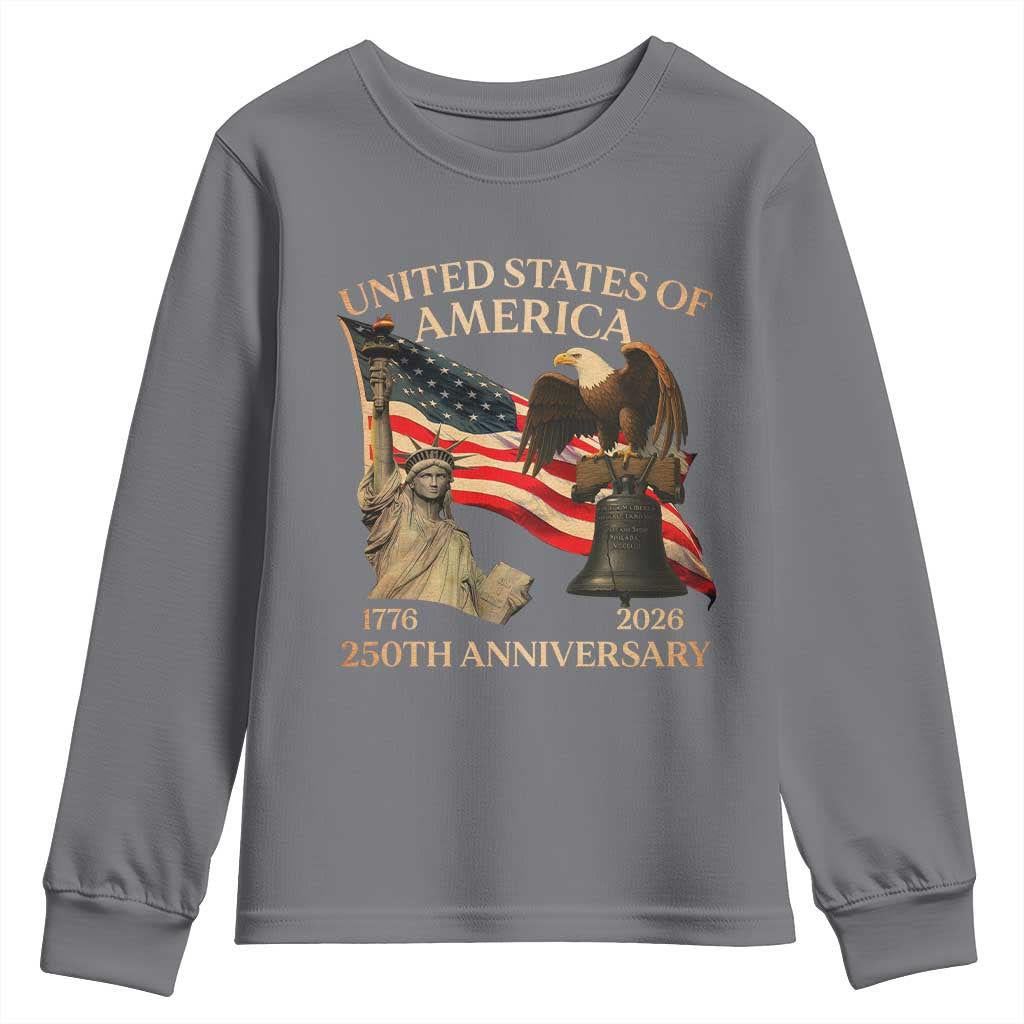America's 250th Anniversary Youth Sweatshirt United States Of America 250th Independence Day Freedom - Wonder Print Shop
