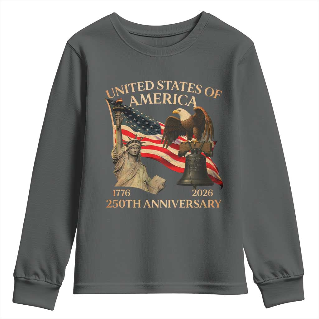 America's 250th Anniversary Youth Sweatshirt United States Of America 250th Independence Day Freedom - Wonder Print Shop
