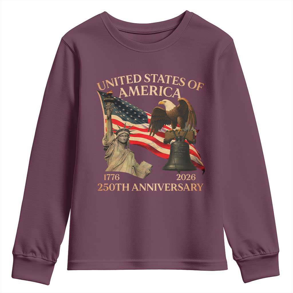 America's 250th Anniversary Youth Sweatshirt United States Of America 250th Independence Day Freedom - Wonder Print Shop