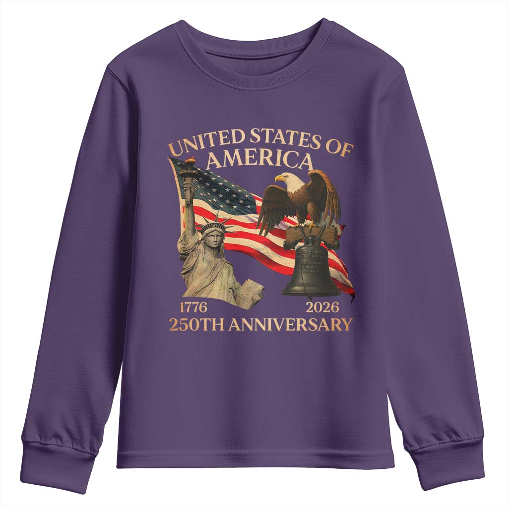 America's 250th Anniversary Youth Sweatshirt United States Of America 250th Independence Day Freedom - Wonder Print Shop