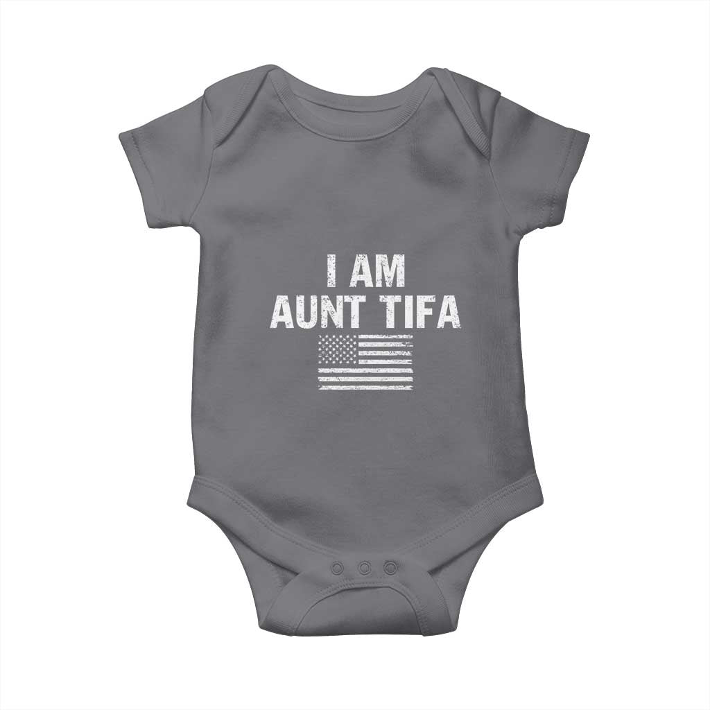 Funny I Am Aunt Tifa Baby Onesie Political Satire Vintage American Flag - Wonder Print Shop