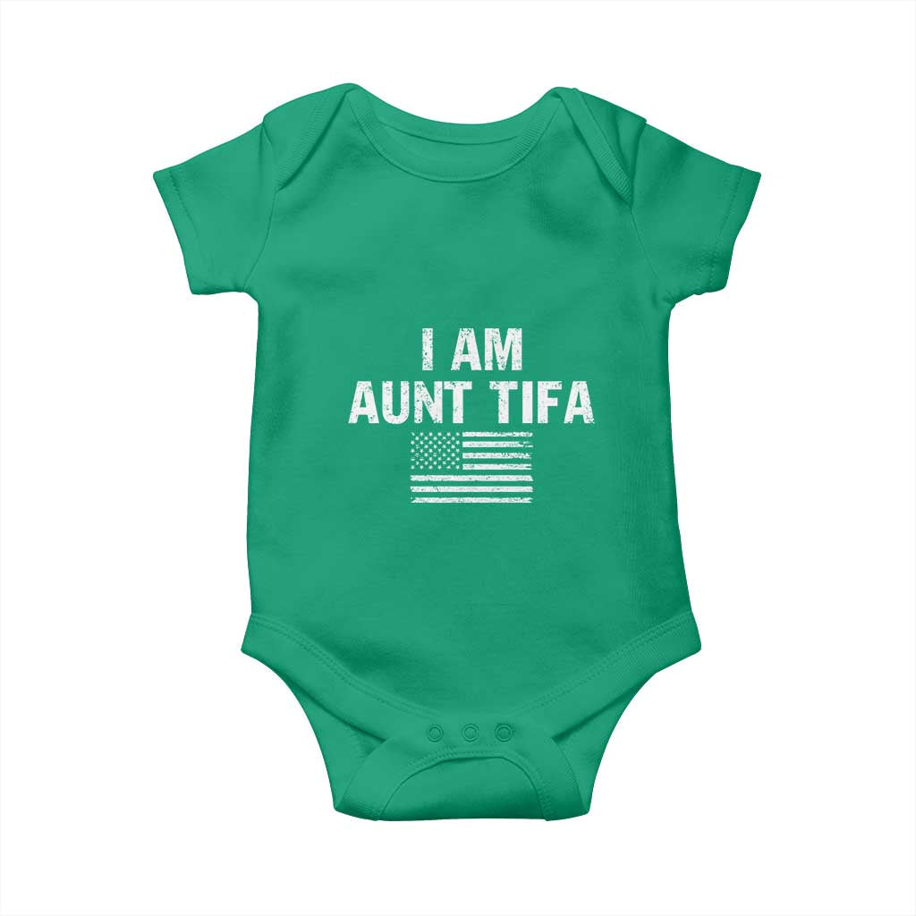 Funny I Am Aunt Tifa Baby Onesie Political Satire Vintage American Flag - Wonder Print Shop
