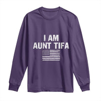 Funny I Am Aunt Tifa Long Sleeve Shirt Political Satire Vintage American Flag - Wonder Print Shop