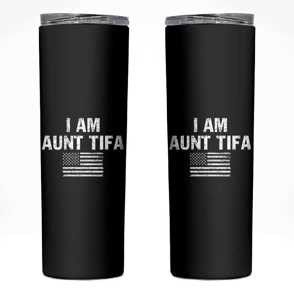 Funny I Am Aunt Tifa Skinny Tumbler Political Satire Vintage American Flag - Wonder Print Shop