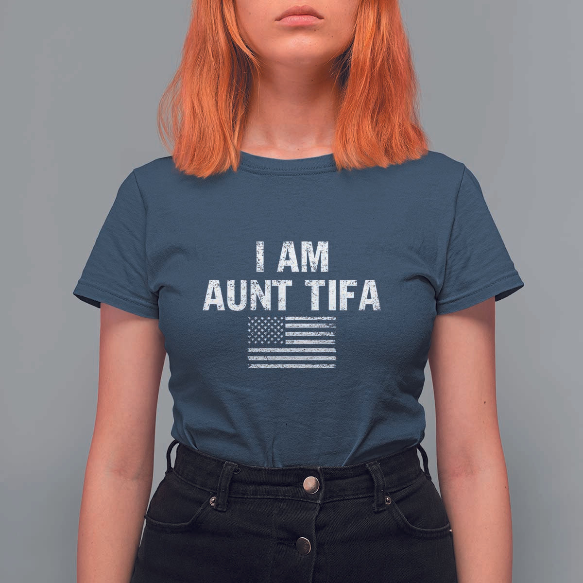 Funny I Am Aunt Tifa T Shirt For Women Political Satire Vintage American Flag - Wonder Print Shop