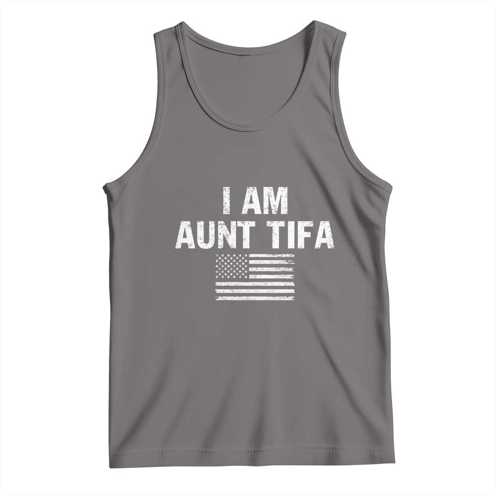 Funny I Am Aunt Tifa Tank Top Political Satire Vintage American Flag - Wonder Print Shop