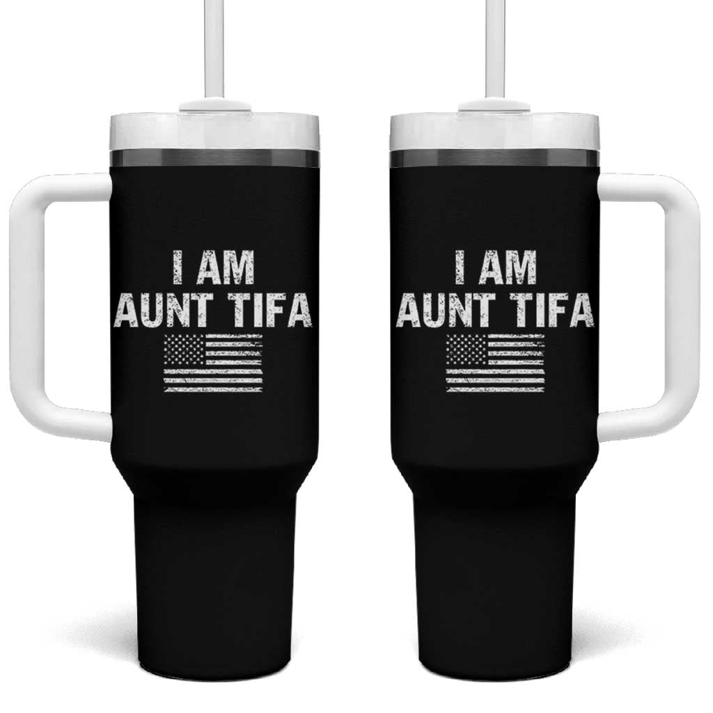Funny I Am Aunt Tifa Tumbler With Handle Political Satire Vintage American Flag - Wonder Print Shop