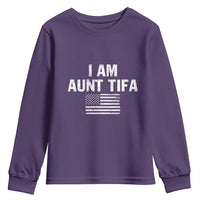 Funny I Am Aunt Tifa Youth Sweatshirt Political Satire Vintage American Flag - Wonder Print Shop