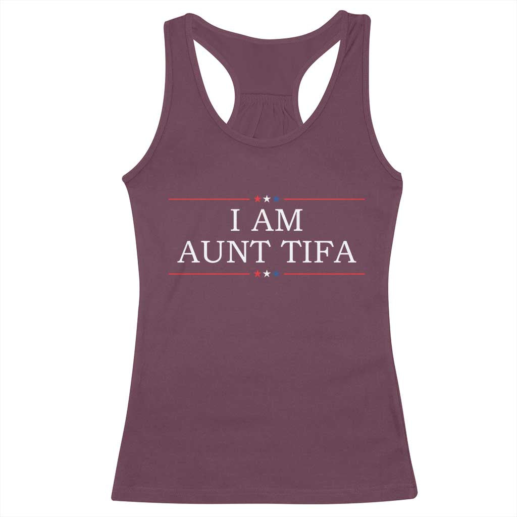 Funny I Am Aunt Tifa Racerback Tank Top Political Satire Stars And Stripes - Wonder Print Shop
